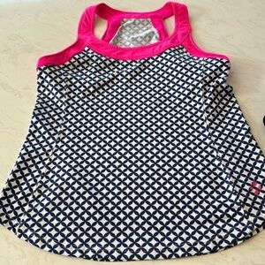 Jofit Navy Tank with Hot Pink Trim